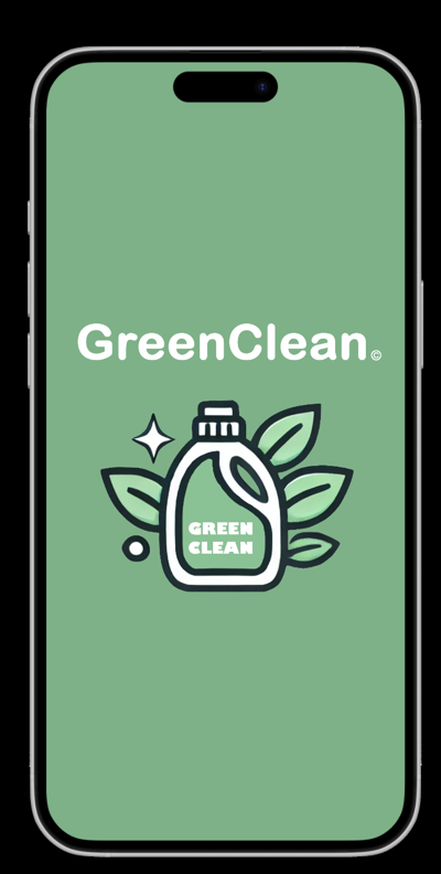 GreenClean start screen with logo